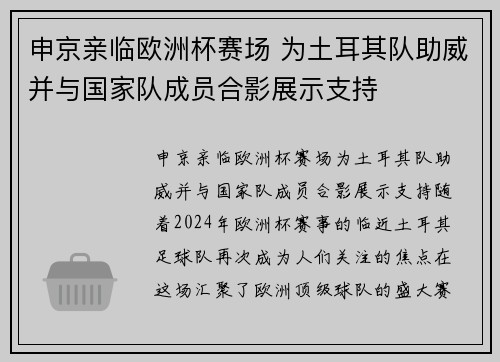 申京亲临欧洲杯赛场 为土耳其队助威并与国家队成员合影展示支持